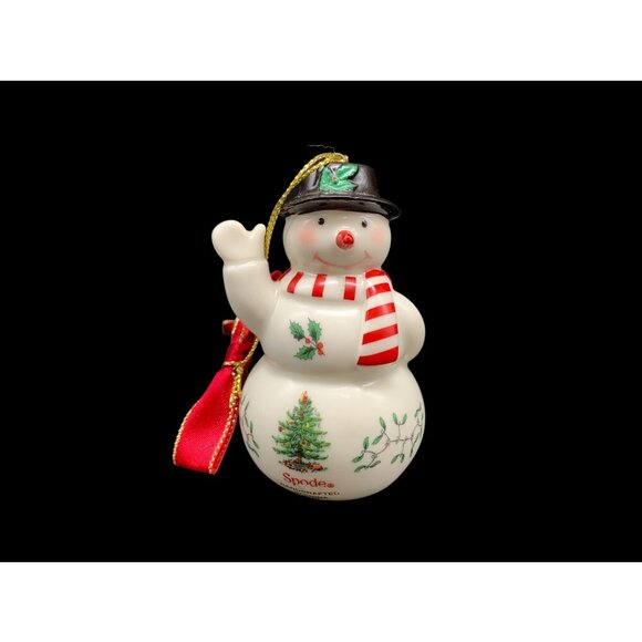 Vintage Spode Christmas Waving Snowman Ornament Porcelain Collectible Holiday - Picture 7 of 8